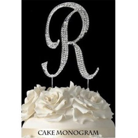 DE YI ENTERPRISE De Yi Enterprise 33015-R Monogram Cake Toppers - Silver Rhinestone - R 33015-R